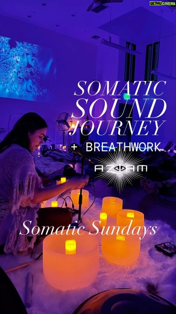 Yasmine Aker Instagram - Join Yasmine Aker for a Somatic Sound Journey & Breathwork ✨🧘🏻‍♀️✨ Tickets available for Sonic Sundays @aziamyoga 🗓️ Sun Jan 14 ⏰ 7PM 📍 1235 4TH ST. SANTA MONICA, CA 90401 🎟️ Tickets only $44, available on eventbrite — follow link in bio 🤍 🤍 Reset your nervous system and experience transformational healing. ⭐️ This class for anyone looking to reset their nervous system and experience transformational healing. ⭐️ A perfect blend of healing frequencies, and somatic therapies to soothe the nervous system and help you experience deep healing. 🔔 remember to bring a comfy yoga mat or something to lay on, plenty of blankets to create a safe cocoon, pillows, and water bottle. 🔔 It is best to be comfortable, cozy and warm. You may also choose to bring an eye mask. Remember to wear loose fitting clothes and refrain from eating for one to two hours before breathwork. #healing #somatichealing #soundbath #musictherapy #breathwork Santa Monica, California