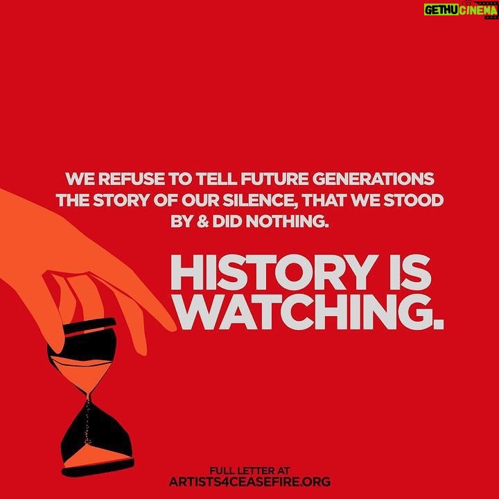 Yasmine Aker Instagram - We come together as artists and advocates, but most importantly as human beings witnessing the devastating loss of lives and unfolding horrors in Israel and Palestine. Please join us in demanding that Congress, @POTUS, and other world leaders call for an immediate de-escalation and ceasefire in Gaza and Israel before any more life is lost. We must facilitate a ceasefire without delay – an end to the bombing of Gaza, the safe release of all hostages, and adequate access for humanitarian aid to reach the people that desperately need it. Read our full letter at artists4ceasefire.org #ceasefire #stopgenocide #givepeaceachance #compassion On October 7: 1400 Israelis were killed in the Hamas attack, and over 220 hostages were taken. As of October 23rd, 4 hostages have been released Since October 7: Israeli bombing of Gaza has killed at least: More than 9,193 Palestinians, including at least (as of November 2nd) 4,300 children 26 journalists 135 medical workers 61 teachers 72 UN employees Israel has bombed more than 42% of homes, 206 schools, destroyed 46% of health facilities, and mosques & churches. As of Nov.1, the percentage of destroyed buildings in Gaza has surpassed 45%. #ceasefire #stopgenocide #endapartheid #ceasefirenow