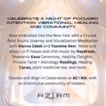 Yasmine Aker Instagram - Hey Los Angeles! Looking for an Intentional New Year’s Eve? Join Yasmine Aker, Alanna Zabel, music by Haydreon, Healers and Readers for a night of focused intention, vibrational healing, and community. ✨ Crystal Reiki Sound Journey and Visualization Meditation ✨ Enjoy and relax to a Lo-Fi house DJ set and chill music by @iamhaydreon ✨ Shamanic Kava Ceremony ✨ Healthy Delights ✨ Private Tarot + Astrology Readings ✨ Healing Cacao, plant medicine tea, and more. ⏰ 10pm to 1am — DOORS WILL BE CLOSED AT 10:30pm. 🥂 10pm-10:45pm: DJ set, Dancing, Lounge, and Social 🥂 10:45pm - 12:15am: Cacao Ceremony (option for Pancha Azana) + Sound Journey + New Year Meditation 🥂 12:15am - 1am: Mingle, Meditation, get Readings, Lounge Tickets available online. More details on the eventbrite page, feel free to DM @aziamyoga with any questions. #soundhealing #dj #music #meditation #newyearseve #losangeles #conciouscommunity Los Angeles, California