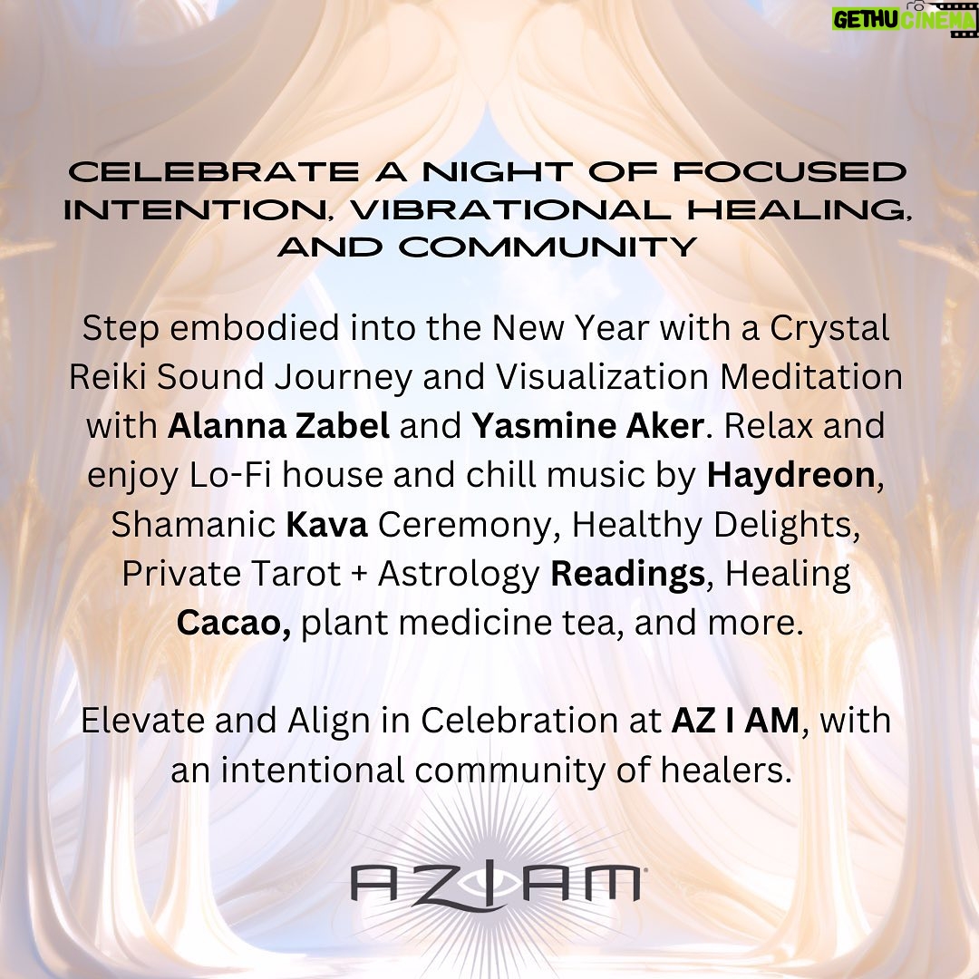 Yasmine Aker Instagram - Hey Los Angeles! Looking for an Intentional New Year’s Eve? Join Yasmine Aker, Alanna Zabel, music by Haydreon, Healers and Readers for a night of focused intention, vibrational healing, and community. ✨ Crystal Reiki Sound Journey and Visualization Meditation ✨ Enjoy and relax to a Lo-Fi house DJ set and chill music by @iamhaydreon ✨ Shamanic Kava Ceremony ✨ Healthy Delights ✨ Private Tarot + Astrology Readings ✨ Healing Cacao, plant medicine tea, and more. ⏰ 10pm to 1am — DOORS WILL BE CLOSED AT 10:30pm. 🥂 10pm-10:45pm: DJ set, Dancing, Lounge, and Social 🥂 10:45pm - 12:15am: Cacao Ceremony (option for Pancha Azana) + Sound Journey + New Year Meditation 🥂 12:15am - 1am: Mingle, Meditation, get Readings, Lounge Tickets available online. More details on the eventbrite page, feel free to DM @aziamyoga with any questions. #soundhealing #dj #music #meditation #newyearseve #losangeles #conciouscommunity Los Angeles, California