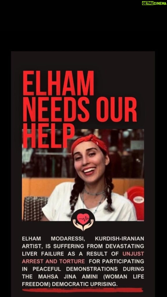 Yasmine Aker Instagram - Elham needs our help for a successful liver transplant and medical care. Please consider donating to her GoFundMe page and share her story. Elham Modaressi is a Kurdish-Iranian artist suffering from devastating liver failure due to unjust arrest and torture after her participation in peaceful demonstrations in the Mahsa Jina Amini (Woman Life Freedom) uprising. While in regime custody, Elham endured brutal beatings leading to internal bleeding and was also injected with an undisclosed drug causing severe breathing difficulties. She managed to escape Iran and fled to Turkey. Her sister Nahid is a refugee in Turkey. For more updates on Elham’s condition, please follow her sister’s page @nahid_modaressi11 Thank you for helping Elham Link to her GoFundMe: https://gofund.me/0cf8d45e #womanlifefreedom #elhammodaressi #iran