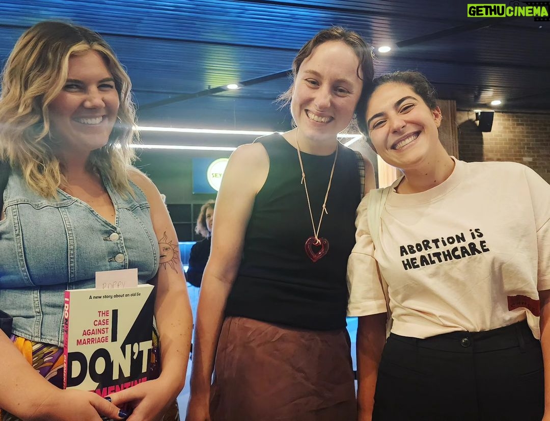 Yumi Stynes - 0.9K Likes - The loving vibes from last night's launch of @clementine_ford's new book 'I DON'T' linger on.❤️❤️❤️
Thanks everyone for coming out to Seymour Centre.
My 19-year-old listened to the new 'Ladies We Need to Talk' episode interviewing Clem about the failing institution that is marriage and said, "MUM, I AM NEVER FUCKING GETTING MARRIED" and I said 🙏🏻Good.