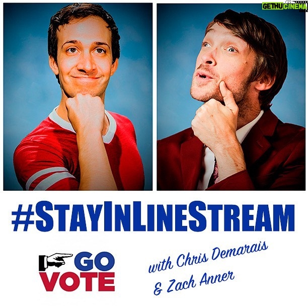 Zach Anner Instagram - As long as you’re in line at your polling place by the time it closes, you are legally entitled to vote – no matter how long it takes. So @chrisdemarais and I will be starting the #StayInLineStream at 7 PM EST to entertain and encourage voters to stick it out. Bring warm clothes, snacks, a mask, and extra battery packs, and join us on my YouTube, Twitch, or Facebook account! #vote #election
