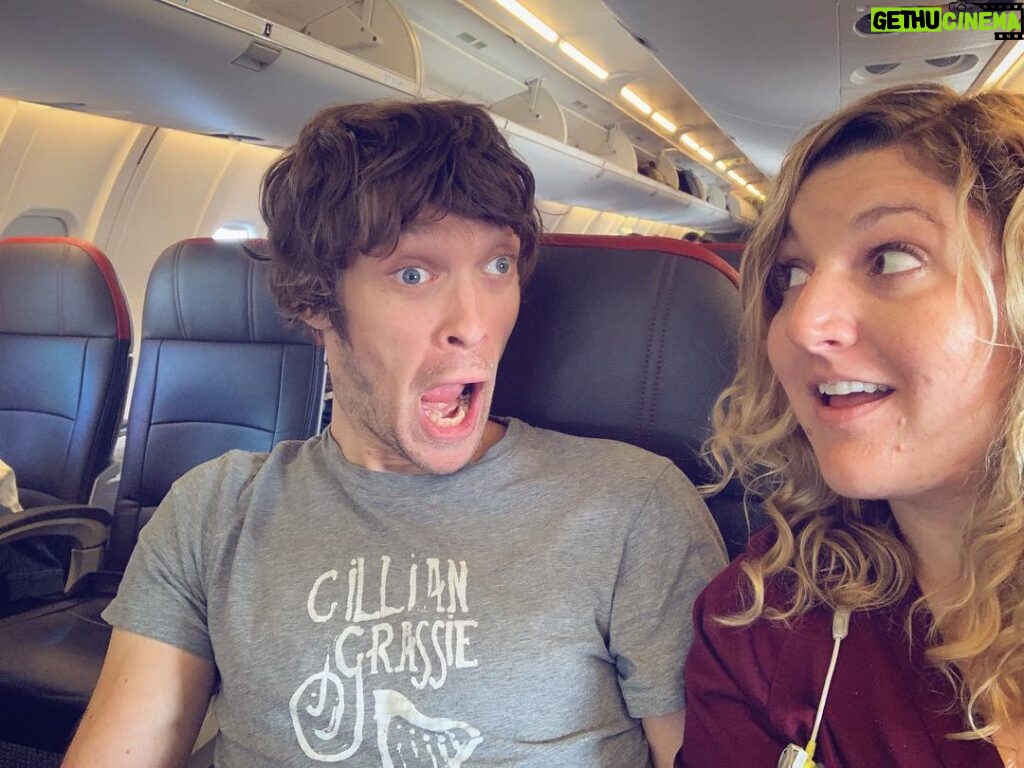Zach Anner Instagram - When you’re wearing your favorite singer-songwriter’s merch and you realize she’s sitting next to you on a plane... ⭐🌟⭐ #starstruck with @gilliangrassie Terminal 8 - Los Angeles International Airport