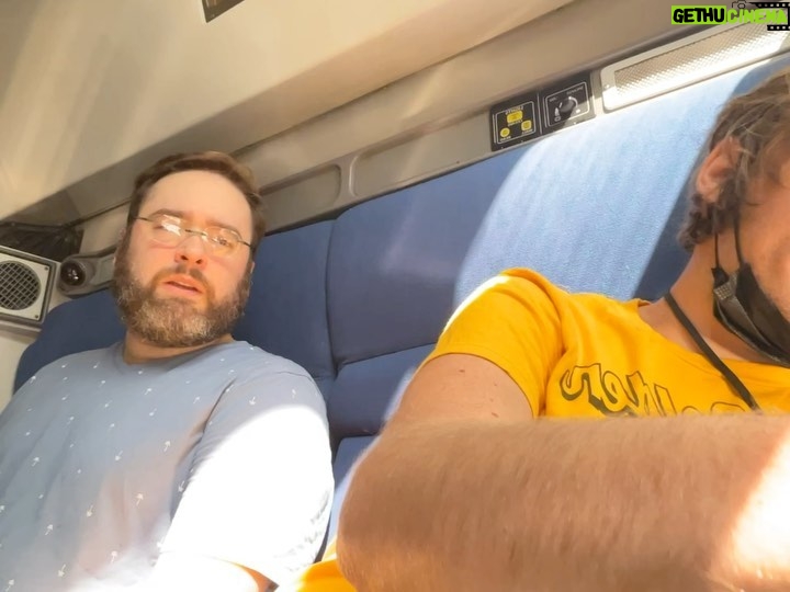 Zach Anner Instagram - I’m here with my oldest friend, @thepreparedmind , and WE’RE ON A TRAIN! Ask us questions about friendship, trains, or your problems and we will definitively answer them. Having fun on @amtrak #trainpions #lakeshorelimited #448