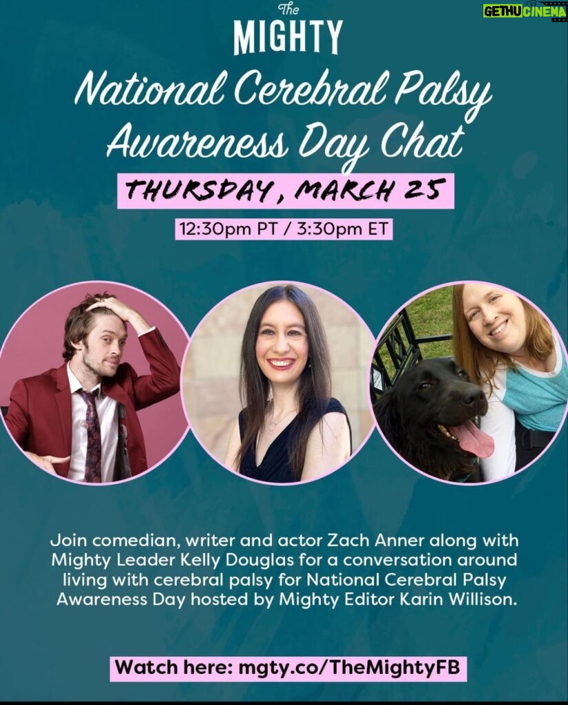 Zach Anner Instagram - I’m chatting with @themightysite for Cerebral Palsy Awareness Day – you can tune in live on Facebook and YouTube right now! #cerebralpalsyawarenessday