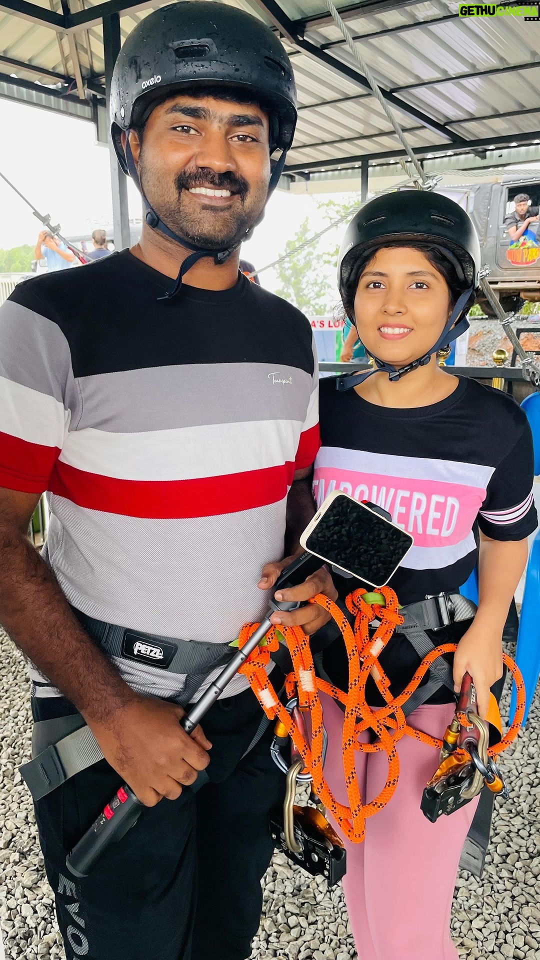 sathya sai krishnan Instagram - 🪢 our first ever cable rope adventure❤️ wayanad dairies🧿 #arasi👸#pandianstores #vijaytelevision #adventure #kerala #wayanad #trip #holiday #vacation #hills #mist #nature #skycycling #enjoy #love #lovelife #husbandwife #vboth #memories #like #tamil #instalike #reels #trend Wayanad,Kerela