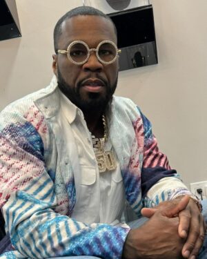 50 Cent Instagram - This is my educated brother from the bank look. LOL 😆 @bransoncognac @lecheminduroi