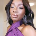 AJ Odudu Instagram - Lavender Haze 🪻 I LOVED being up North, filming with @therealcharlottechurch & @therealgokwan (who fixed my earring in front of hundreds of people at the studio. Cheers Gok! 😅). . 💜💜💜 Media City Manchester