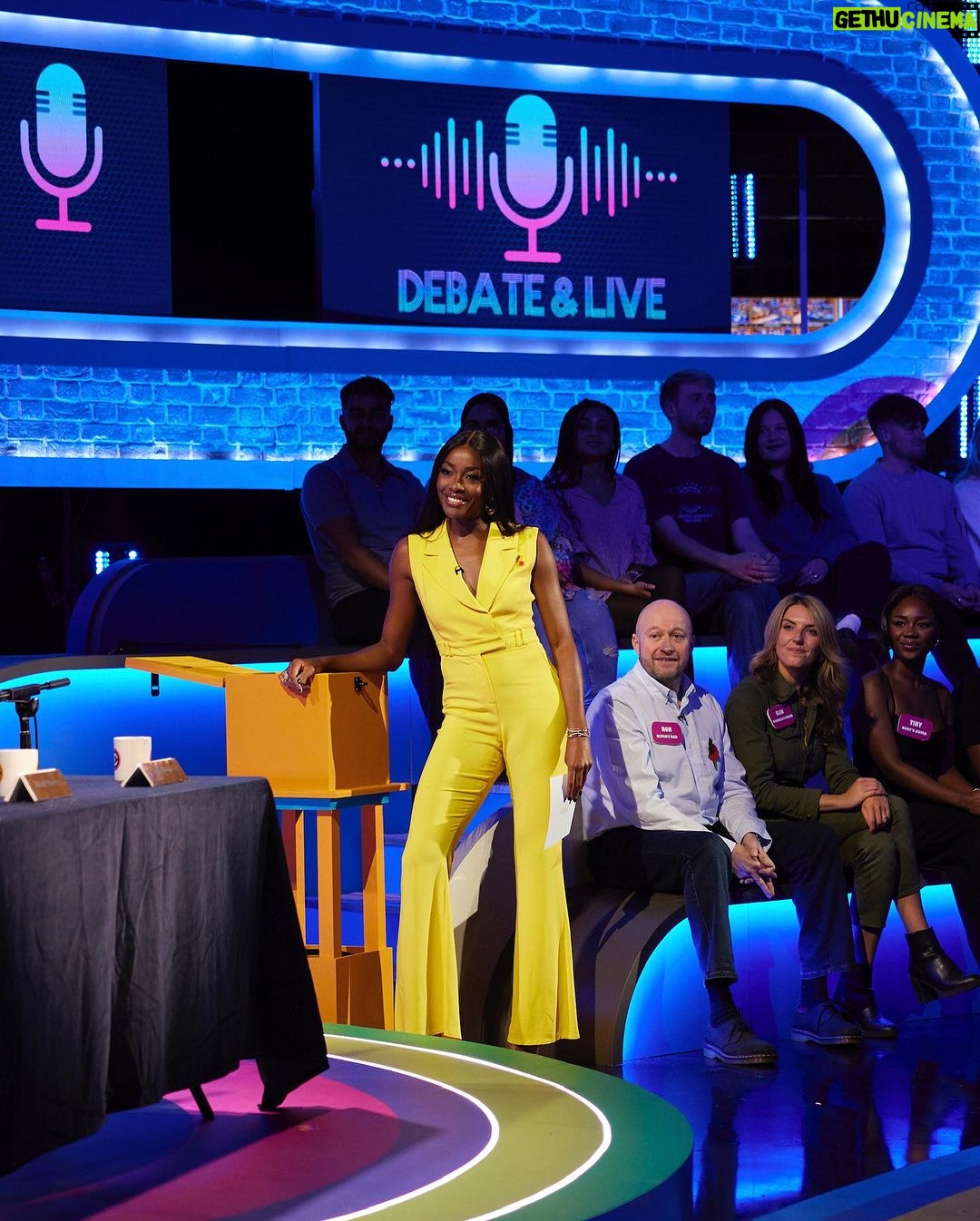 AJ Odudu Instagram - Wearing a Deeper Shade of Yellow on BBUK Late & Live last night💛 Double eviction tonight, who’s getting the cheers? . @bbuk @itvxofficial #bbuk The Big Brother House