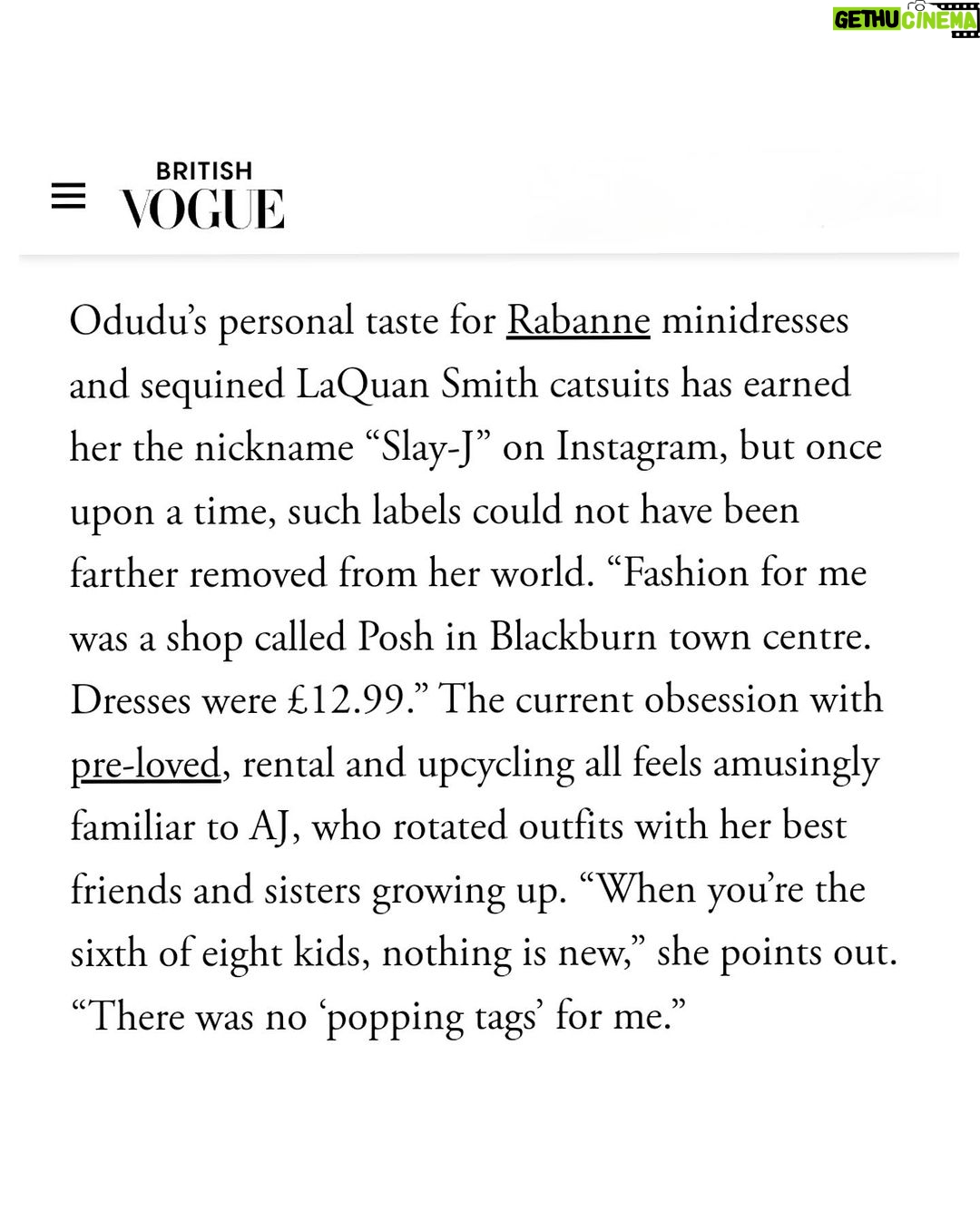 AJ Odudu Instagram - Can’t believe the word “Slay-J” has been immortalised in British Vogue forever and that what my mum says, goes. 👑🇳🇬✨ . Thanks for a beautiful interview @kerrymcdermott & a glorious shoot @benwellerstudio 🥰 Special thanks to @edward_enninful @gileshatterslay & @oemarks ✨ . The February issue of @britishvogue featuring my full interview is out now. 👊🏿💥 London, United Kingdom