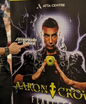 Aaron Crow Instagram - Looking forward to an exciting couple of days.  Come see us my full evening show at the Atta center - Riga !!