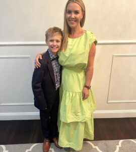 Abby Coleman Instagram - Mothers and Sons night at my little man’s school. It always makes me giggle when dads say “you better keep my sons away from my daughters when they are older”…. Good luck to your daughters getting past me 😝😝