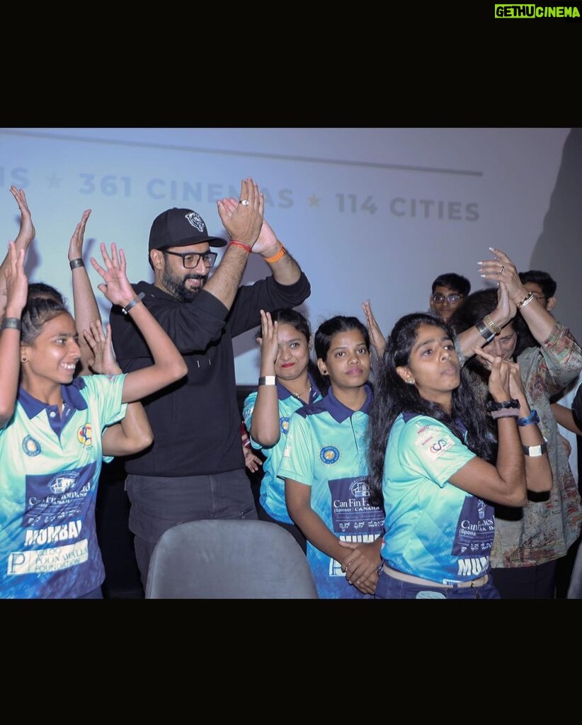 Abhishek Bachchan Instagram - Was an amazing experience to see the film with the Indian Deaf Cricket team. So inspirational!!! And also the students from the International Institute of Sports Management.