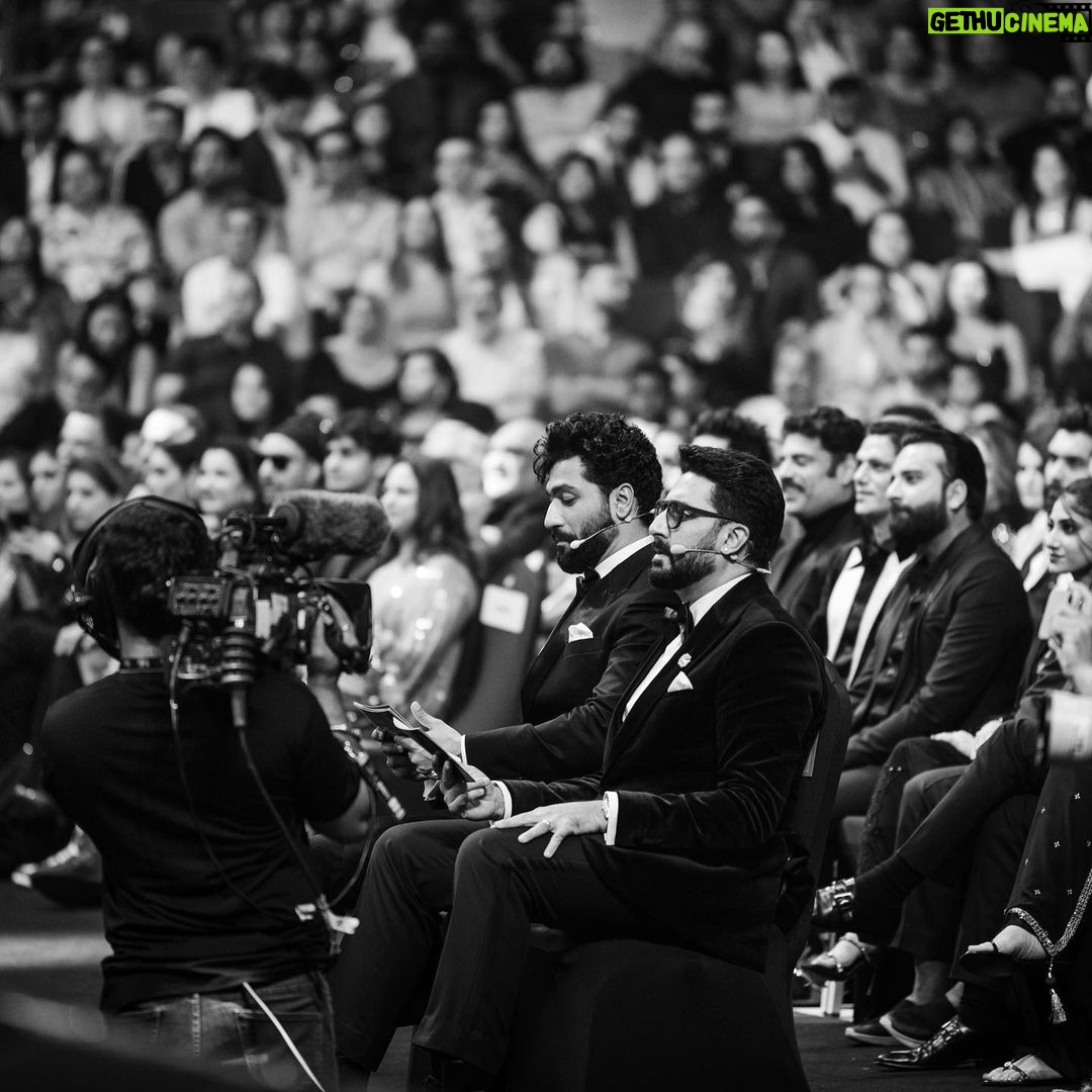 Abhishek Bachchan - 129.6K Likes - A bit of a #photodump from scenes from the backstage of the IIFA awards 2023 in Abu Dhabi. Captured beautifully by my friend @khamkhaphotoartist
Hope you enjoyed the show. Big thank you to my Wizcraft family for putting together a memorable event. A super writing squad @rumifiedritika @abbasdalal and the rest of the gang. @nikitajaisinghani for making me look the part. To the many shots of espresso for keeping me going and last but certainly not the least to my brother @vickykaushal09 for being such a cool, dignified, fun, sporting and general ace of a co-host. I’d do this dance with you anytime again, veeré!