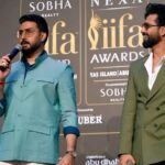 Abhishek Bachchan Instagram - Getting into the groove of #IIFA2023 with the talented @vickykaushal09. Looking forward to hosting and entertaining all of you. My friend @osmanabdulrazak , I hope I carried off the clothes well? Not half as cool as you, but I tried. 🫣