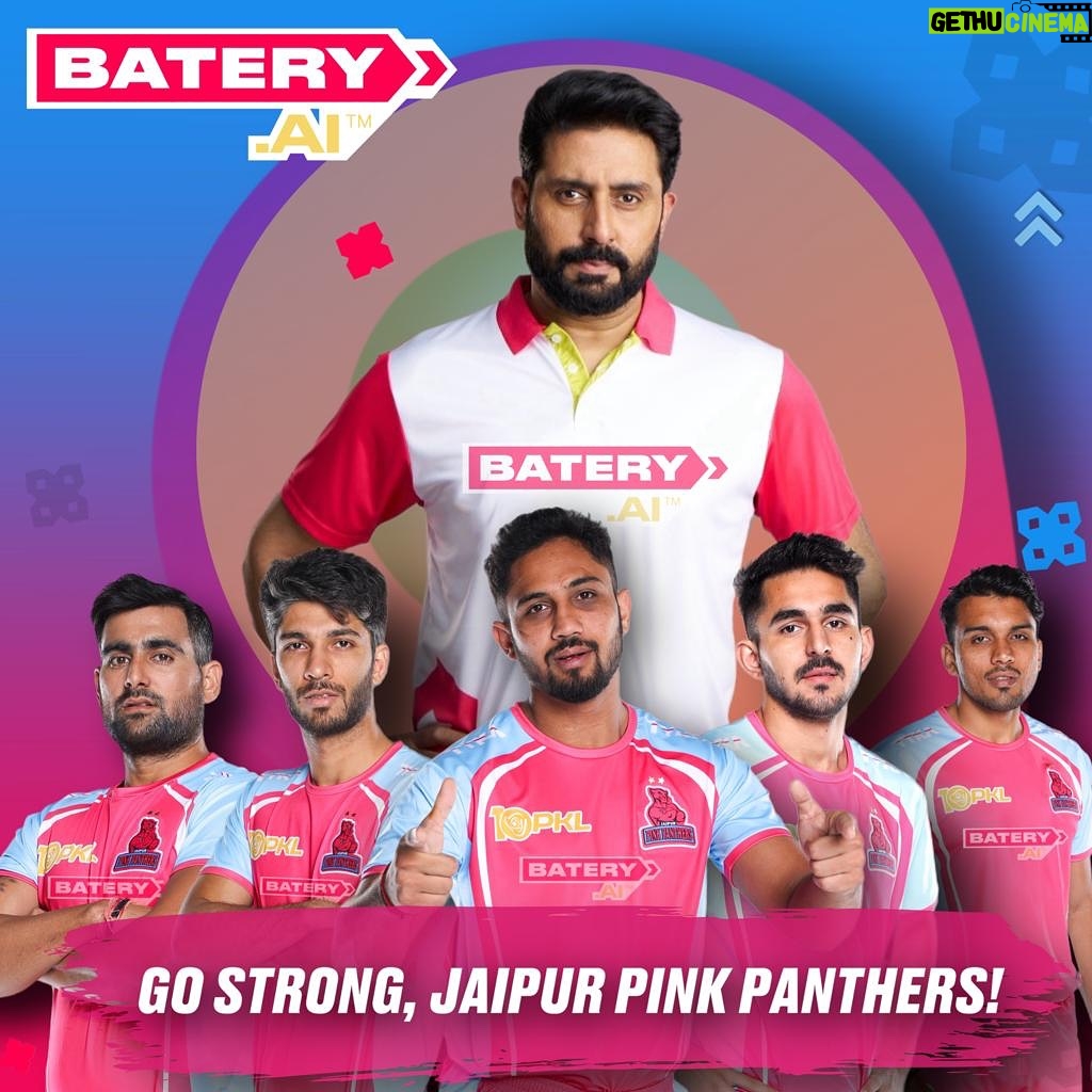 Abhishek Bachchan Instagram - @bachchan together with @batery_ai is happy to cheer @jaipur_pinkpanthers team and to wish them luck for the Pro Kabaddi League season 10! 🍀 Follow @batery_ai to get most updated kabaddi news!