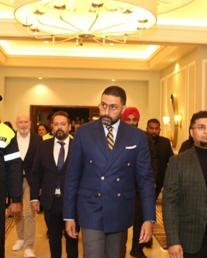 Abhishek Bachchan Instagram - It’s always a pleasure to spend time with my @omega family!
Over the weekend in Delhi for the #OmegaGolfTrophy
Loving my new Aqua Terra Master chronometer worldtimer. It’s a thing of beauty! 

Also, to my people at @herringboneandsui for, as always, making me look great ( if I may say so 😉), thank you. 

#omegawatches #natostraps #aquaterra #titanium #seamaster300 
@nikitajaisinghani 🤗