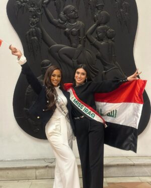 Aché Abrahams Instagram - So I walked to the immigration line in the Indira Gandhi International airport and locked eyes with this beautiful lady wearing her sash proudly and we simultaneously screamed in excitement like we’ve been best friends for years 😂🥰. The sisterhood is real at @missworld. We spent the entire car ride to the Ashok hotel laughing so much, sharing stories about our countries and learning each others languages. Go check out my lovely friend Miss Iraq @balsam_hussin, she is amazing, funny and kind hearted 🇮🇶🇹🇹🇮🇳🌎💙. I have a great feeling we’ll be friends for a very very long time 🥰

#mw #missworld #missworld71 #71mw #india #beautywithapurpose #bwap #incredibleindia 
For all the latest news follow @missworld official instagram