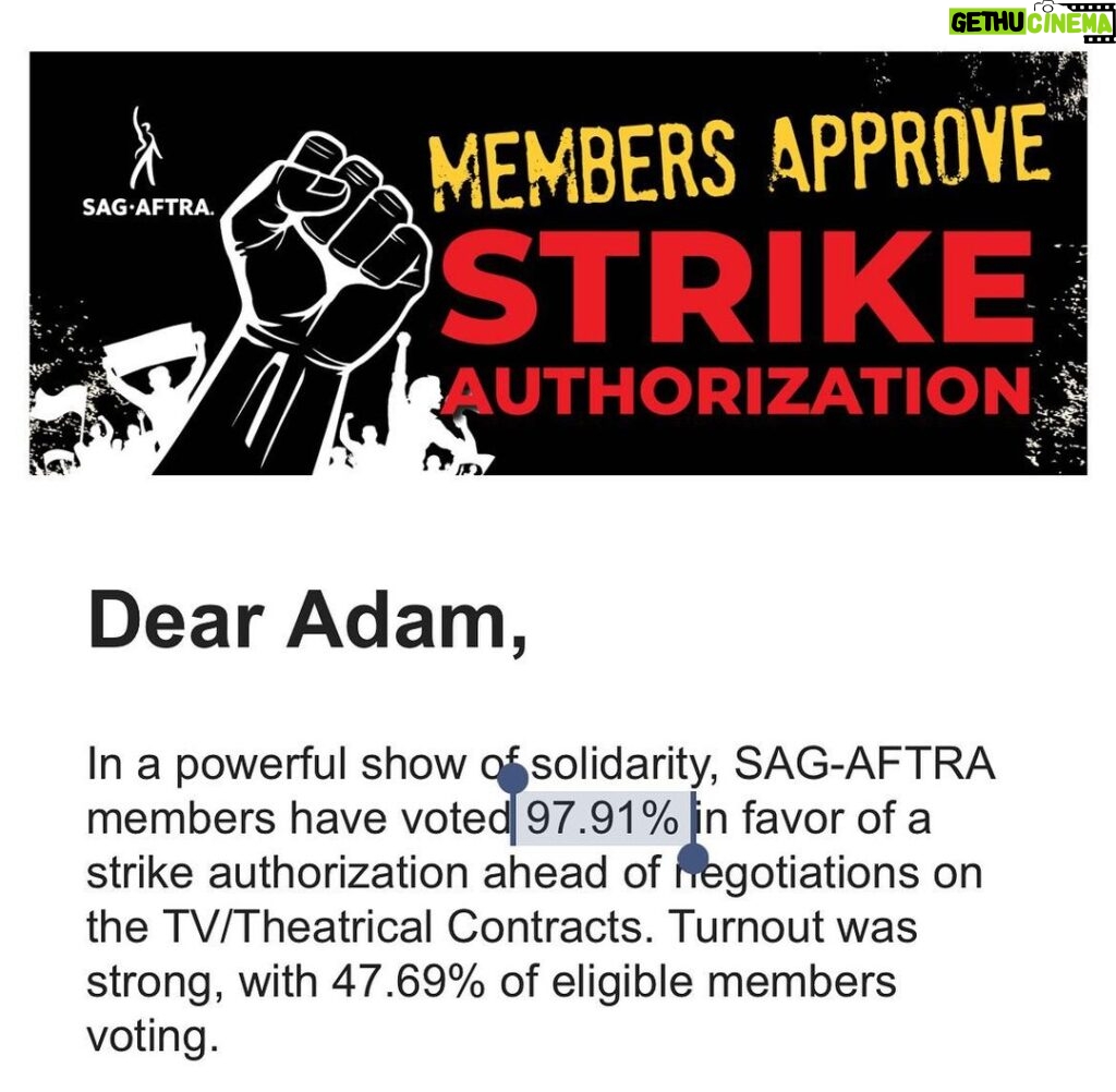 Adam Conover Instagram - AMAZING. SAG-AFTRA members, we crushed it!! What an incredible result. The movement to change the industry is unstoppable. SOLIDARITY FOREVER
