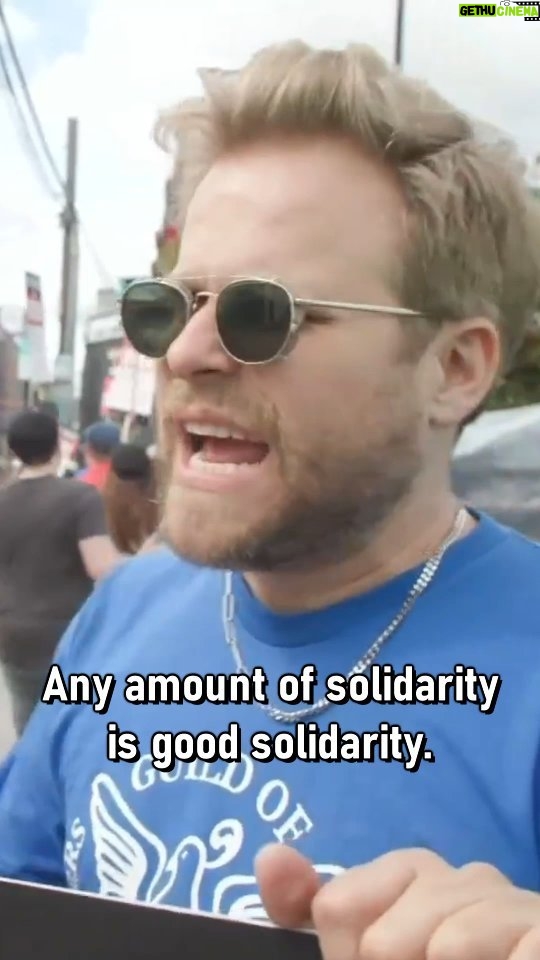 Adam Conover Instagram - Ever wondered why striking workers will focus on stopping trucks? One word: solidarity - #writers #WGAStrong