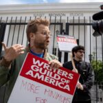 Adam Conover Instagram - We have a long way to go, but the first week was incredible. Marching with hundreds of writers and other union members. Rushing to a location to shut down a Marvel shoot. Unbelievable. Can’t wait to hit the lines again this week. Pace yourselves, everyone - we have to be in this for the long haul.