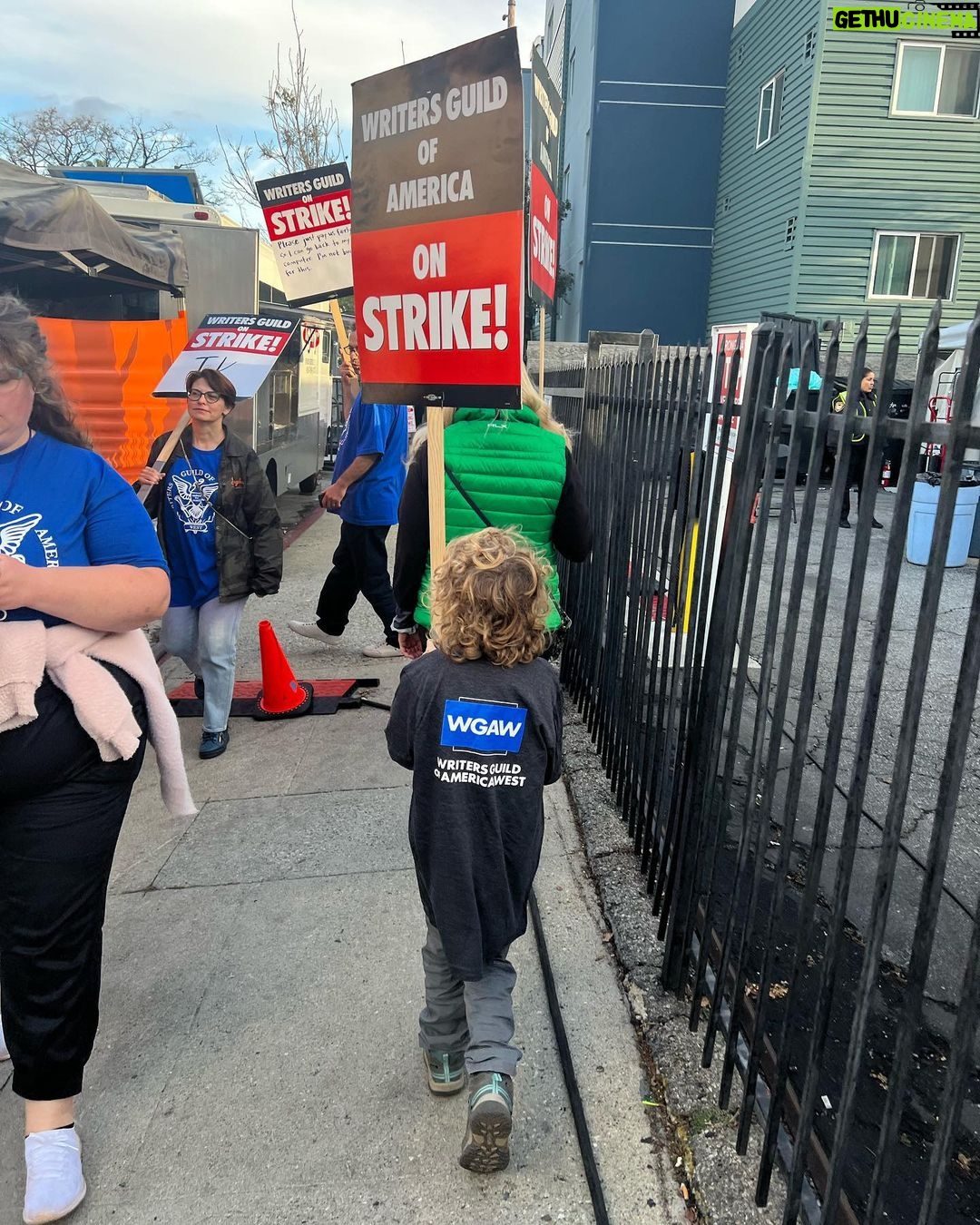 Adam Conover Instagram - We have a long way to go, but the first week was incredible. Marching with hundreds of writers and other union members. Rushing to a location to shut down a Marvel shoot. Unbelievable. Can’t wait to hit the lines again this week. Pace yourselves, everyone - we have to be in this for the long haul.