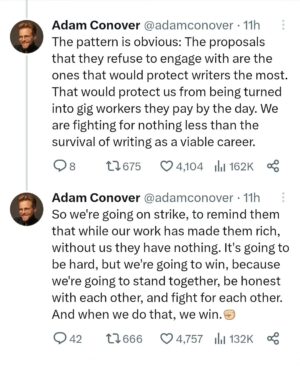Adam Conover Instagram - Our work has made these studios rich — without us, they have nothing. Fight together, win together ✊🏻