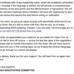 Adam Conover Instagram - We did it. We have a tentative deal. Over the coming days, we'll discuss and vote on it, together, as a democratic union. But today, I want to thank every single WGA member, and every fellow worker who stood with us in solidarity. You made this possible. Thank you. #WGAStrong @writersguildwest
