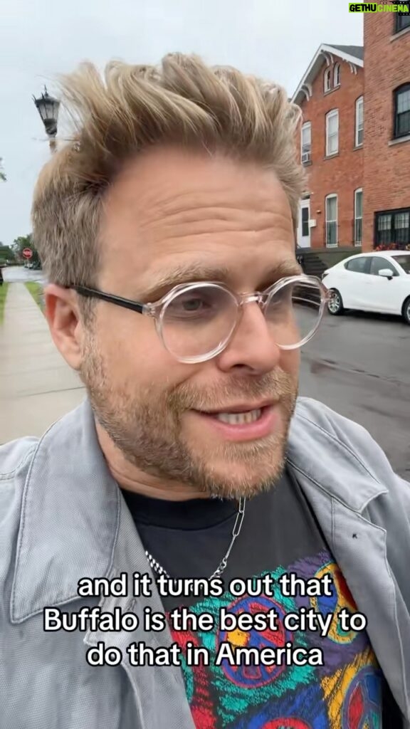 Adam Conover Instagram - Getting 🌳 and looking at 🏫 in 🦬 Buffalo, New York