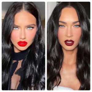 Adriana Lima Instagram - ⚡️💋 @meganfox  if you ever need a body double in one of your movies , hit me up ☎️ ⚡️ my only request is…. We share the same makeup artist @patrickta 💁🏻‍♀️💋⚡️