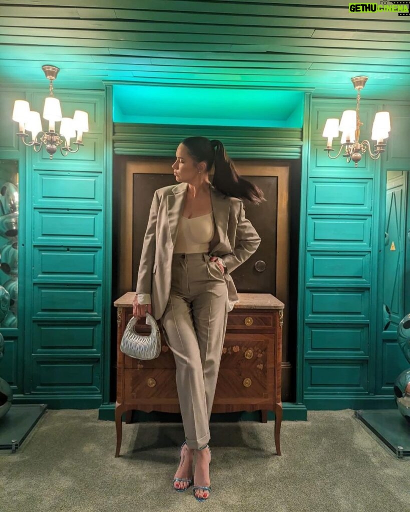 Adriana Lima Instagram - Styled by @MiuMiu #MiuMiu #MiuMiuSS24 Thank you, @normandyhotelparis for opening your doors to me as I prepared for the Miu Miu dinner in your lovely space. Make up: @georgisandev Hair 4 fashion show: @hoshounkpatin Hair 4 dinner: @marki Suit: @MiuMiu Shoes: @MiuMiu