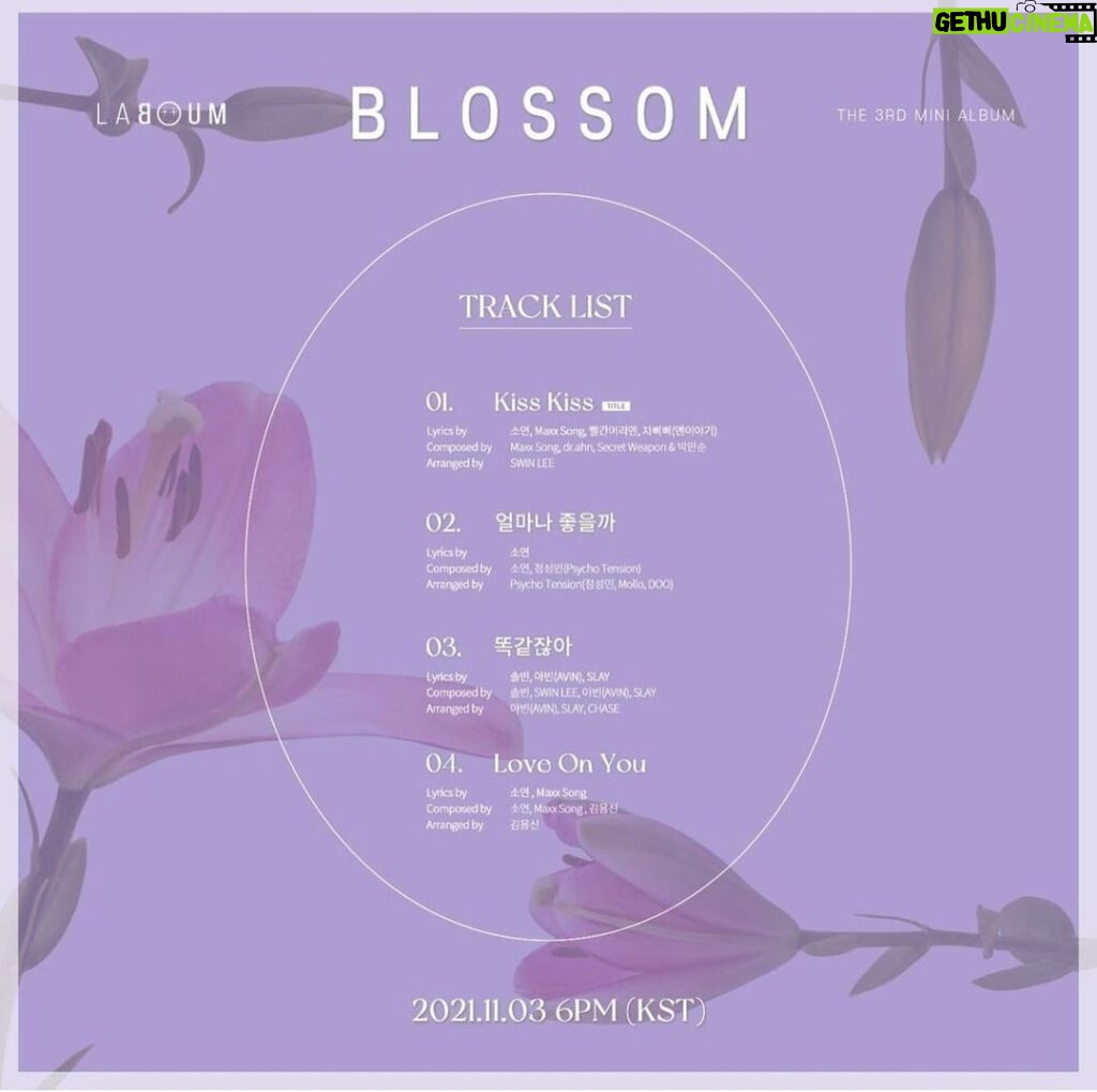 Ahn Sol-bin Instagram - LABOUM BLOSSOM TRACK LIST💿 2021.11.03 6PM🌷 #LABOUM #BLOSSOM #Comeback