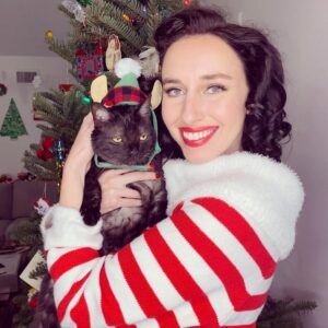 Aimee La Joie Instagram - Lydia made me dress up for this photo. She’s so demanding. Anyway, Meowy Christmas! 🎄 #aimeelajoie