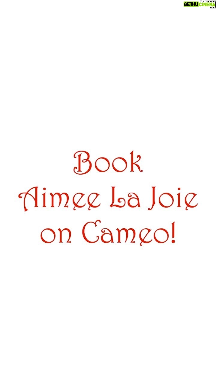 Aimee La Joie Instagram - Book me on Cameo for a one of a kind holiday gift! I have all ⭐️⭐️⭐️⭐️⭐️ ratings and a fast turnaround! Link in bio or search for my name on Cameo! #aimeelajoie #cameo
