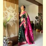 Aishwarya Narkar Instagram - 💗♥️❤️ Wearing an exquisite hand-made Green and Pink Muslin Banarasi Saree from @oaghindia. Started by two Engineers @tiyasiacharya and meerohitkamat, in the pursuit of bringing down unrealistic sarees prices, this brand deals with authentic and comfortable fabrics with unique designs. Their motto is to make Luxury fashion available at an affordable cost. Beautifully captured by @manaskasar Love you😘 #aishwaryanarkar #sareestyling #sareelove #festivmood #festivecollection #instafashion #instagram