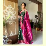 Aishwarya Narkar Instagram - 💗♥️❤️ Wearing an exquisite hand-made Green and Pink Muslin Banarasi Saree from @oaghindia. Started by two Engineers @tiyasiacharya and meerohitkamat, in the pursuit of bringing down unrealistic sarees prices, this brand deals with authentic and comfortable fabrics with unique designs. Their motto is to make Luxury fashion available at an affordable cost. Beautifully captured by @manaskasar Love you😘 #aishwaryanarkar #sareestyling #sareelove #festivmood #festivecollection #instafashion #instagram