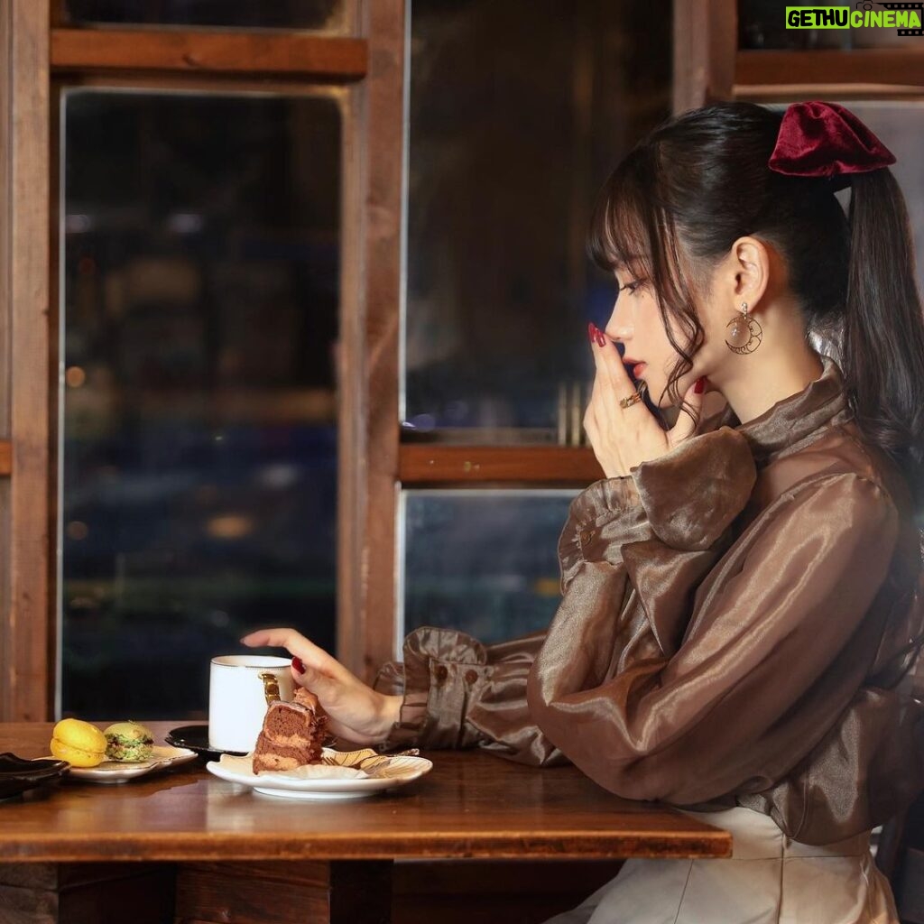 Akari Akase Instagram - ________君ト、ヒトトキ .｡⸝⋆* #あかせあかり #ポートレート #カフェでのんびり #いい雰囲気 #マカロン美味しい Fashion👗♡ ﾌﾞﾗｳｽ#lilybrown