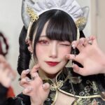 Akari Akase Instagram - がお~❕もう過ぎたけどね~🎃͙ #あかせあかり #ケモ耳 #チャイナメイド #可愛い #ハロウィンコスプレ