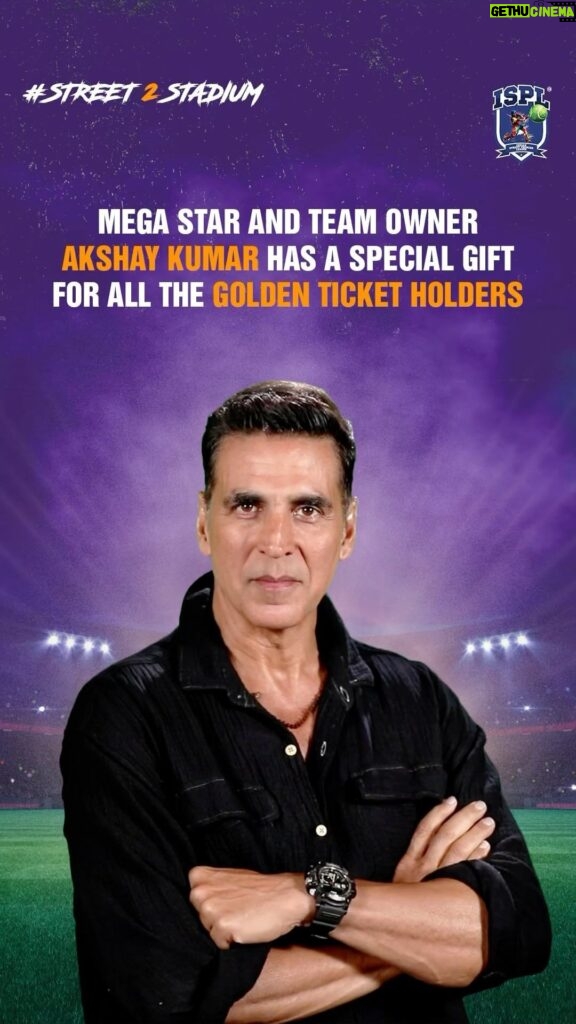 Akshay Kumar Instagram - Commitment. Determination. Courage. ISPL and I are giving all the Golden Ticket Holders a token of appreciation for their unmatched dedication to the game! Here’s how: 🔴 Go to ispl-t10.com 🔴 Login to your player account with your registration credentials 🔴 Update your address 🔴 Wait for ISPL’s executives to get in touch & deliver the Family Cards to you! So go grab your Family Card now! #ZindagiBadalLo #Street2Stadium #NewT10Era #EvoluT10n #ispl #isplt10 @surajsamat @amol_kale76 @advocateashishshelar @ravishastriofficial @ispl_t10