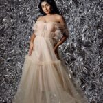 Akshita Bopaiah Instagram - Draped in glamour and wrapped in silver dreams. Channelling elegance in this beautiful mauve dress is @akshitha_bopaiah MUA - @nikithaanandmakeup Decor - @vakshaparivarah Outfit - @charny_mashi . . . . . [Silver foil photoshoot, concept photoshoot, creative photoshoot ideas] One Horizon Productions