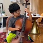 Alan Kim Instagram - I worked hard to learn cello. 😅😅but too difficult. 😅😅 @appletvplus Special thanks to #Kevantorfeh @h.anna.bae @caseyk.mp3