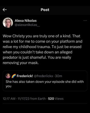 Alexa Nikolas Instagram - What a PHONY! How performative can Christy Carlson Romano truly be…? I’m in shock!