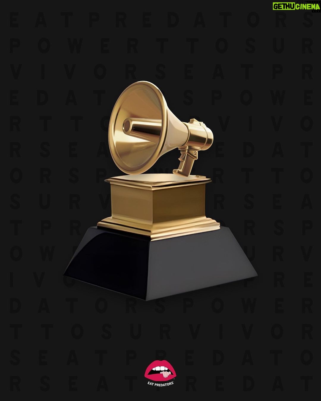 Alexa Nikolas Instagram - 🚨PROTEST @recordingacademy FEB 4th 12:30-4:30PM 🪧💋 It’s time to turn down the music and listen to the SURVIVORS of this industry! POWER TO SURVIVORS✊ *Google the lawsuits that have recently been filed against the @recordingacademy Changed the Grammy Award to a megaphone to amplify all survivors voices! #eatpredators #powertosurvivors #survivorpower #survivorsunited
