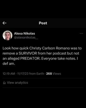 Alexa Nikolas Instagram - What a PHONY! How performative can Christy Carlson Romano truly be…? I’m in shock!