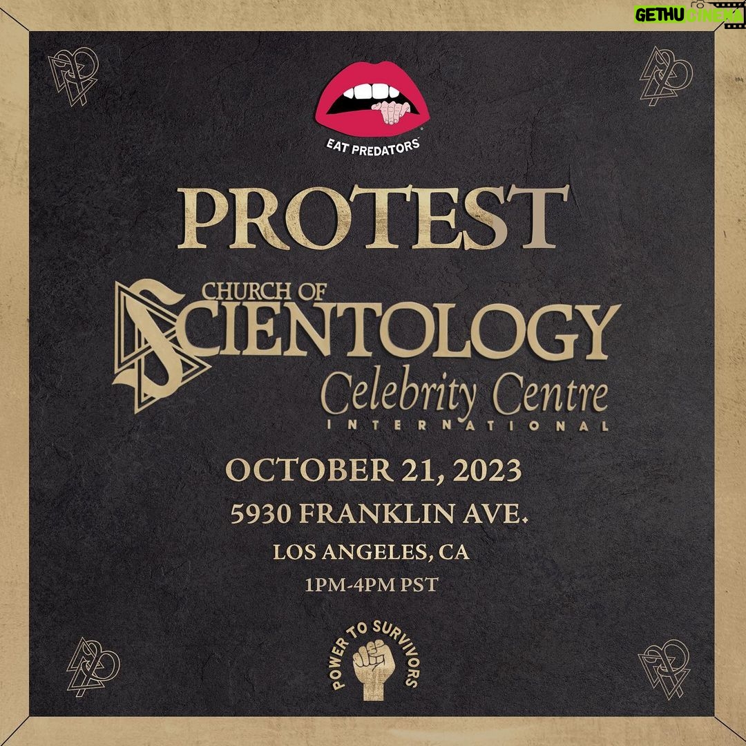 Alexa Nikolas Instagram - @eatpredators PROTEST @scientology Celebrity Centre October 21st 1-4PM PST ✊ POWER TO SURVIVORS! ❤️🔥 Scientology Celebrity Centre International