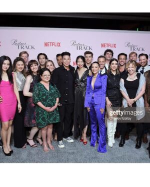 Alexandra Turshen Instagram - Buckle up, friends. It’s about to get litigious round here!! I LOVE our #PartnerTrack family. @netflix @netflixgolden 

⚡️Styling @estherthebest 
Makeup @wafala 
Hair @marosbeauty 
Nails @yaofu97 

#partnertrack #netflixpartnertrack #netflix #ardencho #bradleygibson #alexandraturshen