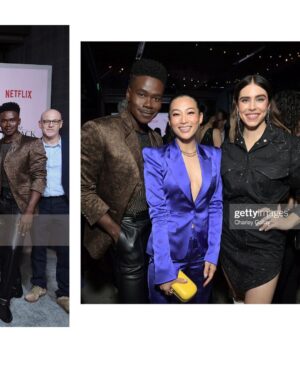 Alexandra Turshen Instagram - Buckle up, friends. It’s about to get litigious round here!! I LOVE our #PartnerTrack family. @netflix @netflixgolden 

⚡️Styling @estherthebest 
Makeup @wafala 
Hair @marosbeauty 
Nails @yaofu97 

#partnertrack #netflixpartnertrack #netflix #ardencho #bradleygibson #alexandraturshen