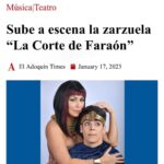 Alfonsina Molinari Instagram - La zarzuela La Corte de Faraón subirá a escena en el Conservatorio de Música de Puerto Rico los días 21 y 22 de enero del 2023. Con la participación de Alfonsina Molinari y Christian García entre otros, la pieza contará además con una colaboración especial de la soprano Hilda Ramos. La Compañía Teatro Lírico, que ha presentado las producciones de El Dúo de La Africana y Los Claveles, regresa con esta nueva producción. La Corte de Faraón es una pieza en la que toma como base para su trama un episodio de la Biblia, en el que el casto y joven esclavo hebreo José rechaza el acosamiento sexual de la mujer del egipcio Putifar – un general con una lesión de guerra que le impide cumplir sus deberes maritales. La mujer desdeñada calumnia a José, alegando que ha sido él quien se prospasó. Solo la clarividencia del hebreo para interpretar los sueños del Faraón consigue un desenlace feliz, consagrándose como Virrey de Egipto entre los muy simbólicos y sugestivos cuernos del divino Buey Apis. Encabezan el reparto de esta producción Alfonsina Molinari como la seductora mujer de Putifar, Christian García como el casto José. Jaime Figueroa y Jo-Anne Herrero como el Faraón y la Reina de Egipto, Miguel Marrero (fresco de su triunfo en Man of La Mancha) como el lesionado Putifar, la exquisita soprano Elizabeth Rodríguez, y en una colaboración especial – como la diva babilónica que entona el famoso cuplé “Ay, ba, ay ba” – la gran favorita Hilda Ramos. Un coro de diez extraordinarias voces completa el grupo de egipcios y babilónicos que hacen de las suyas en la corte de este Faraón. El concepto de la producción y el montaje están a cargo de Gilberto Valenzuela, mientras que el director musical será el maestro Pedro Juan Jiménez. Las intervenciones de baile serán coreografiadas por Marcelino Alcalá. El productor general de Teatro Lírico es Carlos Carbonell, con la colaboración del Conservatorio de Música de Puerto Rico. La función del sábado 21 de enero será a las 8:00 p.m. y la del domingo 22 a las 4 de la tarde. Los boletos están disponibles en El Conservatorio de Música de Puerto Rico, además de en Ticket Center con el 787-792-5000, o accediendo su página web en www.tcpr.com.