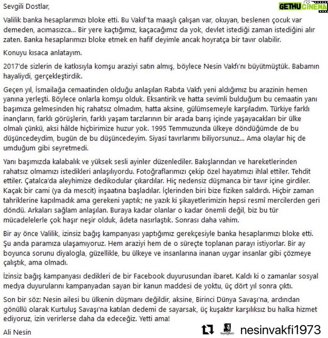 Ali Düşenkalkar Instagram - #yettiama @nesinvakfi1973
